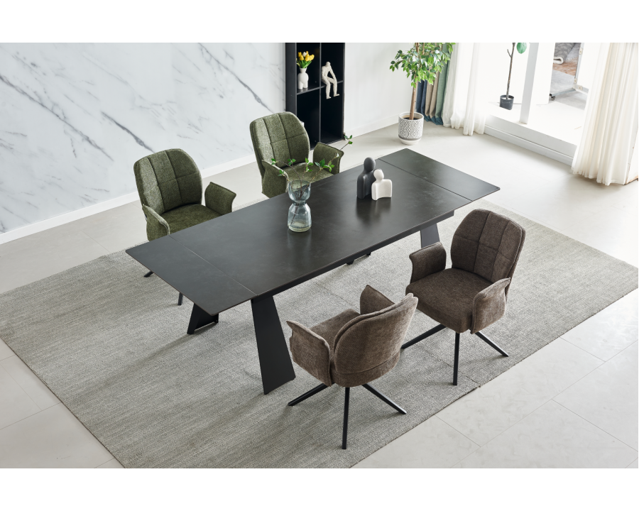 Стол раскладной керамический ARNOLD CERAMIC 180(240)*90 Wic dark grey мат / Черный каркас