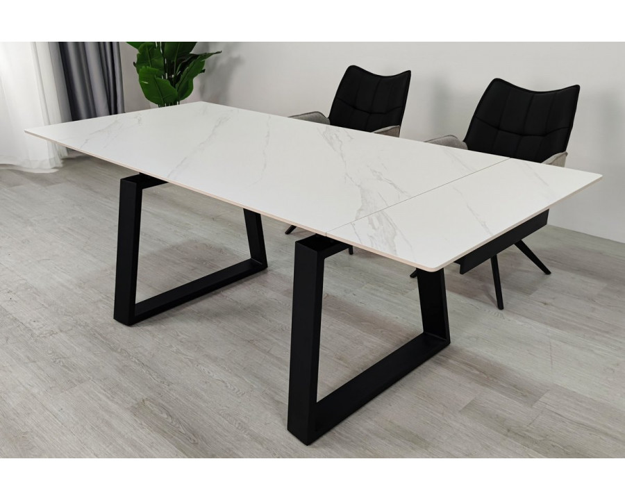 Стіл обідній розкладний BERNARD CERAMIC 140(200)*90 білий мат/чорний