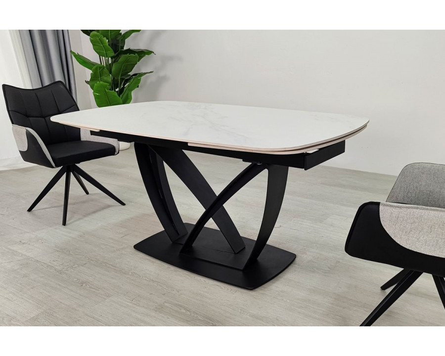 Стіл обідній розкладний TYLER CERAMIC 160(240)90 білий матчорний