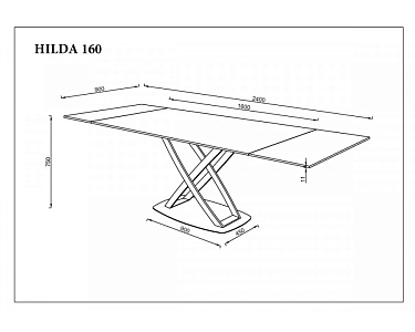 Стіл обідній розкладний HILDA CERAMIC 160(240)*90 білий мат/чорний
