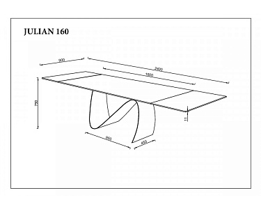 Стіл обідній розкладний JULIAN CERAMIC 160(240)*90 сірий мат/чорний