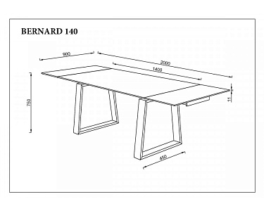 Стіл обідній розкладний BERNARD CERAMIC 140(200)*90 білий мат/чорний