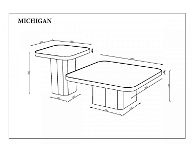 Журнальний столик MICHIGAN білий глянець/чорний (к-кт)