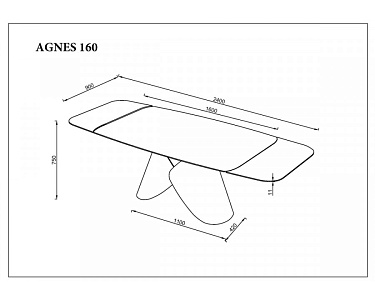 Стіл обідній розкладний AGNES CERAMIC 160(240)*90 білий позолочений мат/коричневий