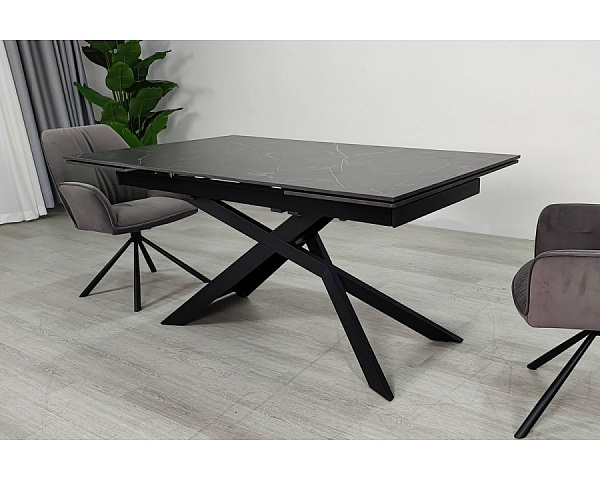 Стіл обідній розкладний MADISON CERAMIC 160(240)*90 чорний мат/чорний