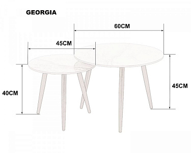 Журнальний столик GEORGIA Сірий глянець / Чорний (к-кт) 60 x 45 см. & 45 x 40 см.